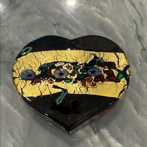 Heart-Shaped Hand Painted Glass Paperweight
